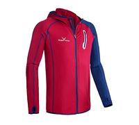 Black Crevice Chaqueta de forro polar para hombre con capucha de segunda capa intermedia BCR297879, rojo sangre/azul acero, M