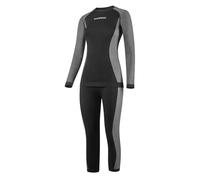 Black Crevice Conjunto de ropa interior funcional para mujer, camiseta térmica de manga larga y pantalones 3/4, ropa interior cálida de esquí para mujer, ropa interior térmica de invierno, negro, 36