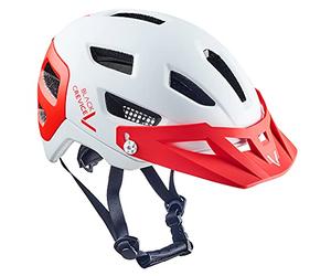 Black Crevice MTB - Casco de Bicicleta, Color Blanco/Rojo, M/L (58-61 cm)