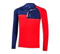 Black Crevice Persiana de esquí para Hombre con Cremallera, Camiseta Funcional de Manga Larga para Hombre, Tallas I Manga Larga Flexible y Transpirable para Hombre, Azul Marino/Rojo, XL