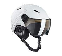 Black Crevice Skihelm Vail mit Visier Casco de esquí con Visera, Adultos Unisex, Blanco Mate y Plateado, M (55-58 cm)
