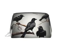 Black Crow Birds On A Branch Organizador de maquillaje listo para viajar, bolsa de aseo portátil para mujer, Silver, Talla única, Neceser