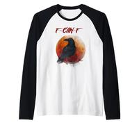 Black Crow, F-Caw-F Black Bird Moon Gothic Raven Enthusiast Camiseta Manga Raglan