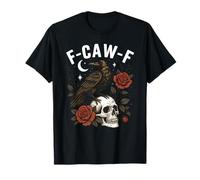 Black Crow F-Caw-F Funny Halloween Moon Gothic Adult Humor Camiseta