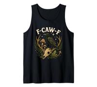 Black Crow F-Caw-F Funny Halloween Moon Gothic Adult Humor Camiseta sin Mangas