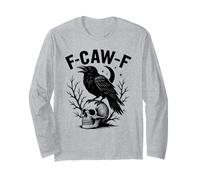 Black Crow F-Caw-F Funny Halloween Moon Gothic Adult Humor Manga Larga