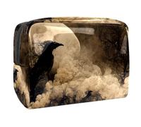 Black Crow in Dark Forest - Neceser de viaje para mujer, bolsa de aseo grande de PVC para maquillaje, práctica bolsa organizadora con cremallera, multicolor, 18.5x7.5x13cm/7.3x3x5.1in, Neceser
