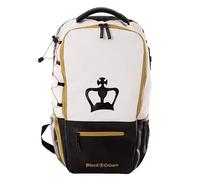 Black Crown - Mochila de Pádel Raptor V2 - Compartimento para 2 Palas - Espacio para Ropa y Zapatillas - Paneles Transpirables - Bolsillos de Seguridad y Acceso rápido (Blanco/Dorado)