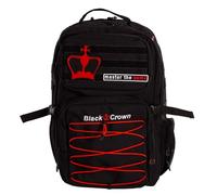 Black Crown - Mochila de pádel Spartan - Compartimento para 2 Palas - Espacio para Ropa y Zapatillas - Bolsillos Interiores y Exteriores - Paneles Transpirables - Transporte cómodo - Negro y Rojo
