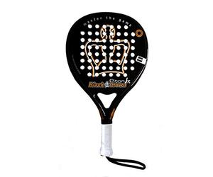 Black Crown - Pala de Padel Piton JR - Forma redonda - Control y potencia - Peso 310 gr - Marco 34 mm fibra de carbono - Resistente a los golpes - Para niños