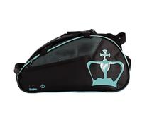 Black Crown - Paletero de Pádel Thunder - Compartimento térmico para 2 Palas - Espacio para Ropa y Calzado - Bolsillos Exteriores - Bolsillo para Zapatillas - Material PU y poliéster (Negro/Turquesa)