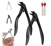 Black Curved Nail Clipper - Ergonomic & Easy for Seniors, Long Handle Toenail Clippers, Angled Head Toe Nail Clippers for Thick Nails for Seniors (Black * 2)
