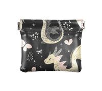 Black Cute Dragons Dynamic - Monedero de cuero para mujer, organizador portátil de artículos personales para hombres y mujeres, viajes, negro lindo dragones dinámicos, talla única, moderno, Black Cute