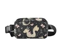Black Cute Dragons Dynamic - Riñonera cruzada para mujeres y hombres, multiusos, con correa ajustable para entrenamiento, correr, senderismo, diseño de dragones dinámicos, talla única, Black Cute