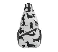 Black Dachshund Dogs Sling Backpack Chest Crossbody Bag Casual Daypack para Hombres y Mujeres