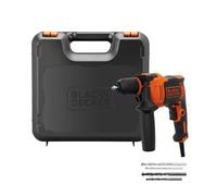 BLACK+DECKER 710W Taladro percutor con cable de alto rendimiento, 0-2800 RPM, con 4 brocas y caja de kits, BEH710K-QS