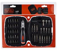 BLACK+DECKER A7039 Kit de destornillador de cararca con 45 piezas y funda de transporte