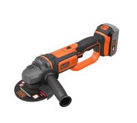 BLACK+DECKER Amoladora Angular 18V, Velocidad 8.600 rpm, Incluye: Disco 125mm, 1 Batería 4Ah de Litio, Cargador, Empuñadura Lateral y Bolsa de Transporte, BCG720M1