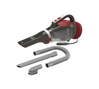 Black+Decker Aspirador de Mano para Coche 12V, Potente Acción Ciclónica, Doble Filtro, Adaptador de Coche, Cable Adaptador de 5 Metros, Incluye Varilla de extensión, ADV1200-XJ