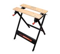 BLACK+DECKER Banco de Trabajo WORKMATE, Sistema de Doble Manivela, Función Plegable, Patas Antideslizantes, Bambú Comprimido y Acero, Color Negro y Madera, WM301-XJ