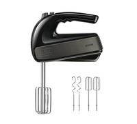 BLACK+DECKER - Batidora Eléctrica 500W | 5 Velocidades + Turbo | 2 Ganchos Amasadores + 2 Ganchos Batidores Extraíbles | Varillas y Ganchos Inox Antihuellas | Diseño Ergonómico | Sin BPA