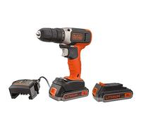 BLACK+DECKER BCD001E2K, Taladro Atornillador 18 V 37 Nm con 2 Batería de Litio 2.5 Ah