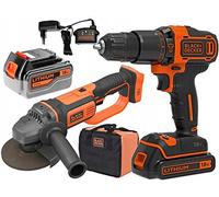 BLACK DECKER BCK24D1M1S Atornillador de impacto 18 V + amoladora angular aku 4,0 Ah 2,0 Ah