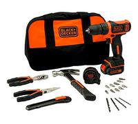 BLACK+DECKER BDCDD12HTSA Taladro Atornillador 10.8V litio (1.5Ah) 26 Nm Incluye set de herramientas 14 accesorios Cargador y bolsa de transporte
