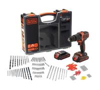 BLACK+DECKER BDCHD18BOA Taladro atornillador de percusión con doble batería de litio de 18V 1 5&Ah 160 accesorios