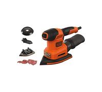 Black+Decker BEW200-QS Lijadora 4 en 1 Mouse/ Rotorbital, 200 W, Incluye 6 Hojas, 2 Platinas y Accesorio para Detalles