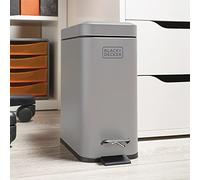 BLACK+DECKER BXBN00013E - Cubo de basura con pedal gris con tapa de cierre suave, acero inoxidable, 30 cm x 14 cm x 29 cm