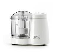 BLACK+DECKER BXCH120E - Picadora de alimentos, 120W, bol de plástico de 350 ml, 1 velocidad, tapa con cierre de seguridad, cuchillas de acero inoxidable, uso y limpieza fácil, blanco/gris