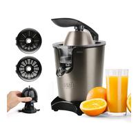 Black+Decker BXCJ350E Exprimidor eléctrico de palanca 350W Motor AC profesional Filtro regulador de pulpa 2 conos de distinto tamaño Depósito de 650ml, Inox