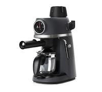 Black+Decker BXCO800E - Cafetera de hidropresión, 3.5bar, diseño moderno con termómetro frontal, boquilla de vapor, jarra cristal, hasta 4 tazas, filtro de acero, negra, 800W