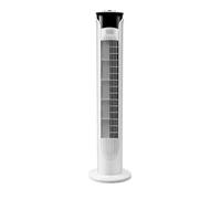 Black+Decker BXEFT47E - Ventilador De Torre 81 cm, Oscilante Y Silencioso, 3 Velocidades, Temporizador 2h, Base Antideslizante, Asa De Transporte, Flujo De Aire Potente, Blanco
