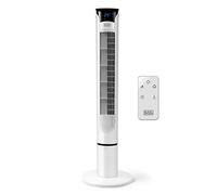 BLACK+DECKER BXEFT49E - Ventilador De Torre Digital 102 cm | Oscilante Y Silencioso | 3 Velocidades | 3 Modos | Temporizador 12h | Indicador Temperatura | Mando A Distancia | Blanco