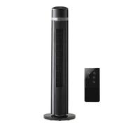 Black+Decker BXEFT50E - Ventilador de torre de 102 cm, 45W, 4 velocidades, oscilante, contro soft touch, temporizador 15h, control remoto, 3 modos, silencioso, asa, base estable, Control remoto. Negro