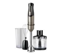 BLACK+DECKER BXHBA1000E - Batidora de mano eléctrica multifunción 3 en 1 | 1000W | 20 velocidades + Turbo | Antisalpicaduras | Vaso medidor | Bol picador | Varilla batidora | Negro e inox antihuellas