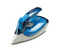 BLACK+DECKER BXIR1000E - Plancha de Viaje | 1000W | Doble Voltaje: 120V y 240V | Golpe de Vapor 50 g/min | Vapor Continuo 20 g/min | Suela de Acero Inoxidable | Azul