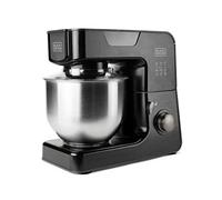 Black+Decker BXKM1000E Batidora amasadora 1000W con Bol 5.2L de acero inoxidable, 8 velocidades y función Turbo, Tapa protectora anti salpicaduras, Pies antideslizantes, Negro