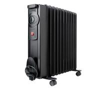 BLACK+DECKER BXRA2300E - Radiador de aceite 2300W | 11 elementos de 140 mm | Termostato regulable | 2 niveles de potencia | Sistema de seguridad con apagado automático por sobrecalentamiento | Negro