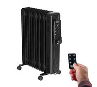 Black+Decker BXRA2501E - Radiador de aceite electrónico, 2500W, 11 elementos, 3 intensidades calor, display digital, termostato ajustable, temporizador 24h, ultra silencioso