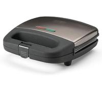 Black+Decker BXSA751E - Sandwichera con 2 placas cuadradas, Sellado Óptimo 750W, Placas 21.5 x 12.5 cm con Recubrimiento Antiadherente, inox, acabado antihuellas