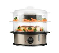 BLACK+DECKER BXST800E - Vaporizador de Alimentos 800W 6,5L | Cocina Saludable para Verduras, Pescado o Arroz | 2 Bandejas + Bol | Depósito 1L | Temporizador 60 min | Sin BPA | Lavavajillas
