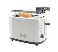 BLACK+DECKER BXTOA820E - Tostadora | 820W | 2 Ranuras | 7 Niveles Tostado | Descongelar, Recalentar y Cancelar | 2 Pinzas para Todo Tipo de Pan | Bandeja Recogemigas Extraíble | Blanco
