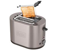 BLACK+DECKER BXTOA901E - Tostadora 900W | 2 Ranuras | Centrado Automático | 7 Niveles de Tostado | 3 Funciones | Bandeja Recoge-Migas | Acero Inoxidable