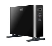 Black+Decker - Convector con ventilación BXCSH2000E de 2000W con elegante diseño en acabados negros. Termostato integrado, 2 potencias con y sin ventilación. Apagado de seguridad, Analógico