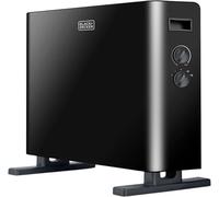 Black+Decker - Convector con ventilación BXCSH2000E de 2000W con elegante diseño en acabados negros. Termostato integrado, 2 potencias con y sin ventilación. Apagado de seguridad, Analógico