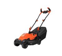 BLACK+DECKER Cortacésped eléctrico 1200W, Ancho de corte 32cm, Empuñadura engomada tipo bicicleta, Bolsa de 35L con indicador de llenado, Altura ajustable, BEMW451BH-QS
