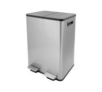 Black+Decker Cubo de Reciclaje Doble de 40 l BXBN0003GB con Tapa de Cierre Suave, Acero Inoxidable, 60 cm x 39,5 cm x 34 cm, Gris frío